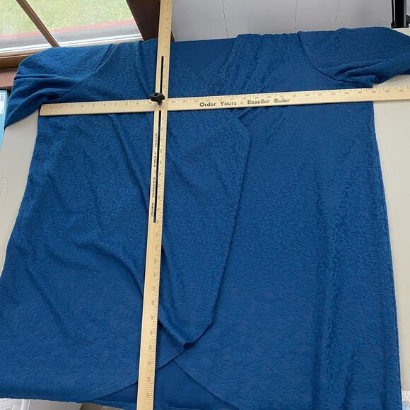 Catherines Cardigan Top Womens 3X 26-28W Blue Floral Lace Swing Open Lagenlook - Picture 11 of 15